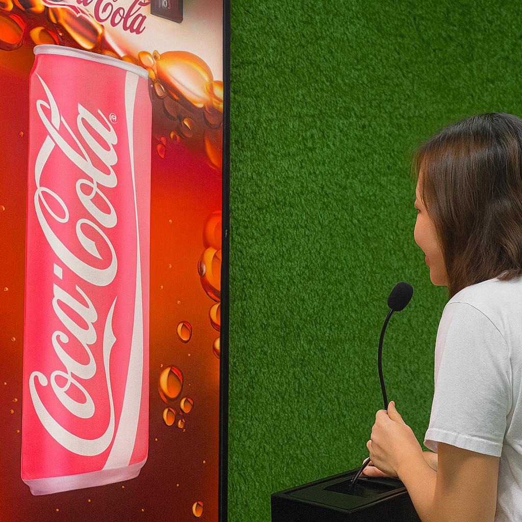 people playing the Interactive Scream Game at an event in Dubai, cheering and shouting to control to win the game